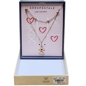 Aeropostale Heart Necklace - Cubic Zirconia -‎ NEW